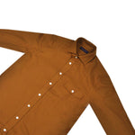 Brushed Cotton Spread Collar Shirt with Single Breast Pocket in Rusty Brown