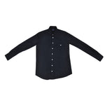 Brushed Cotton Spread Collar Shirt with Single Breast Pocket in Midnight Blue