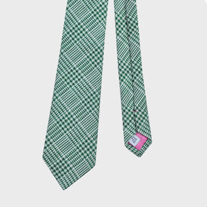 Puppy Tooth Prince Of Wales Silk & Linen Tie in Green