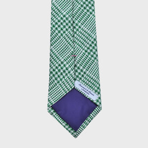 Puppy Tooth Prince Of Wales Silk & Linen Tie in Green