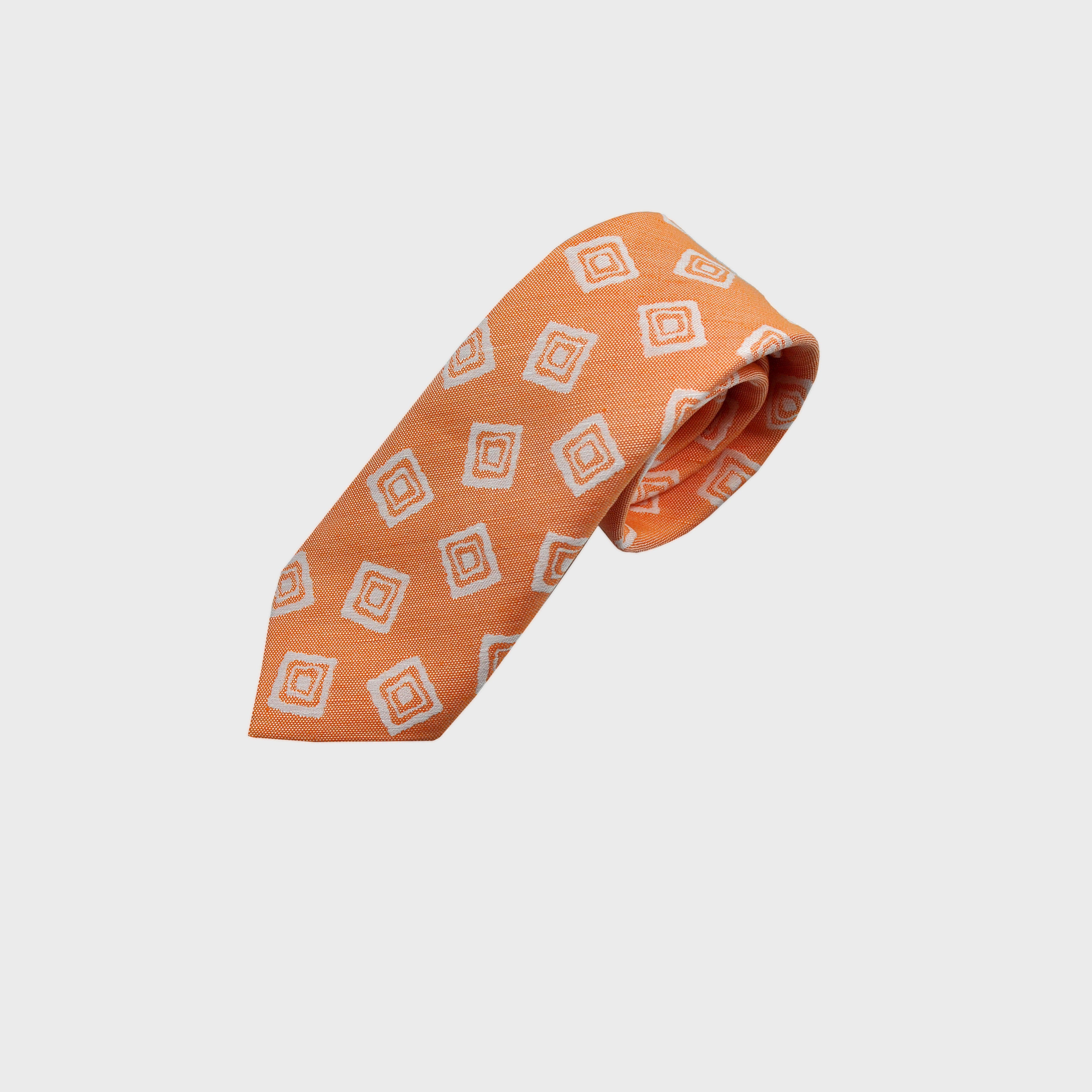 Geometrics Silk & Linen Tie in Orange