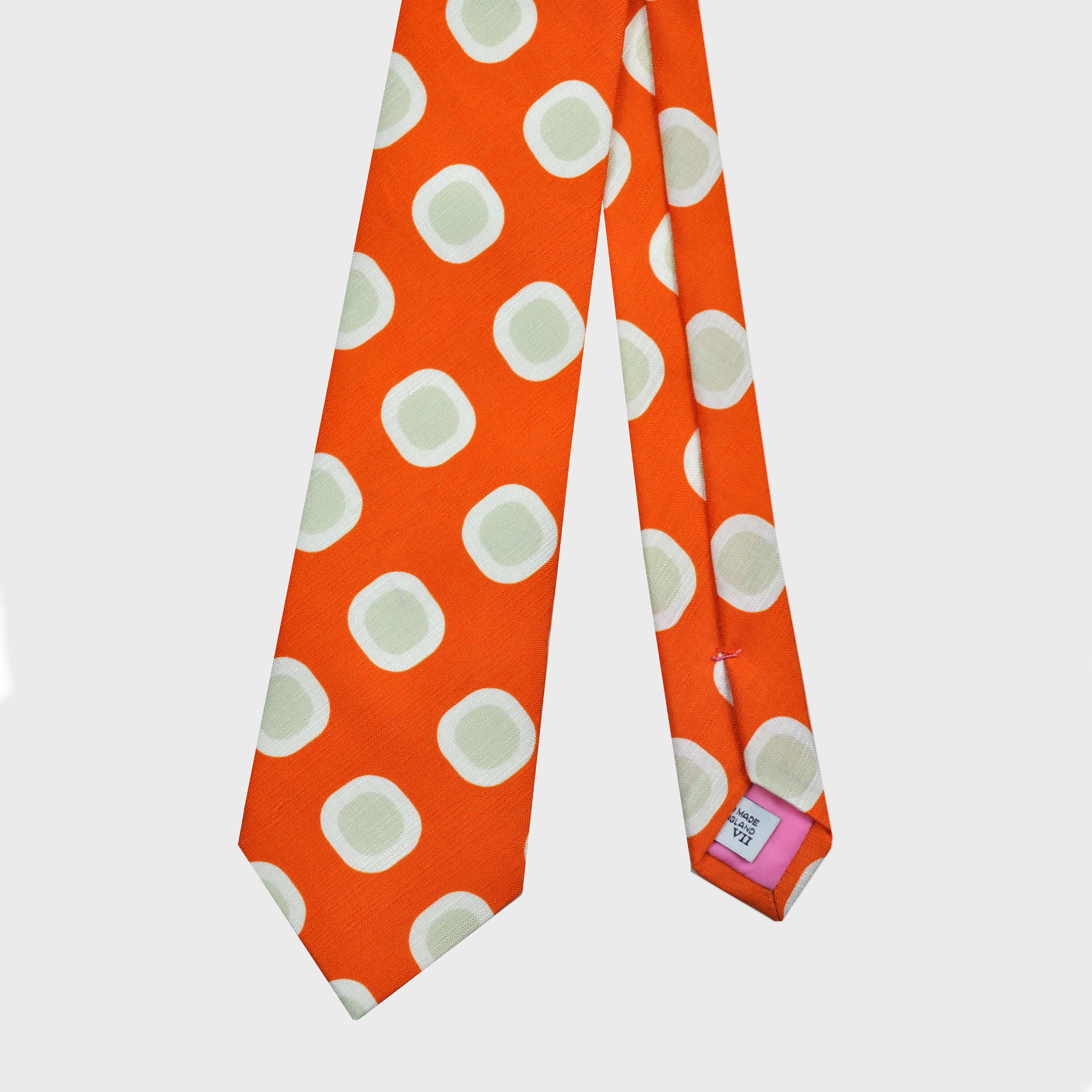 Sort of Square Spots Silk & Linen Tie in Orange