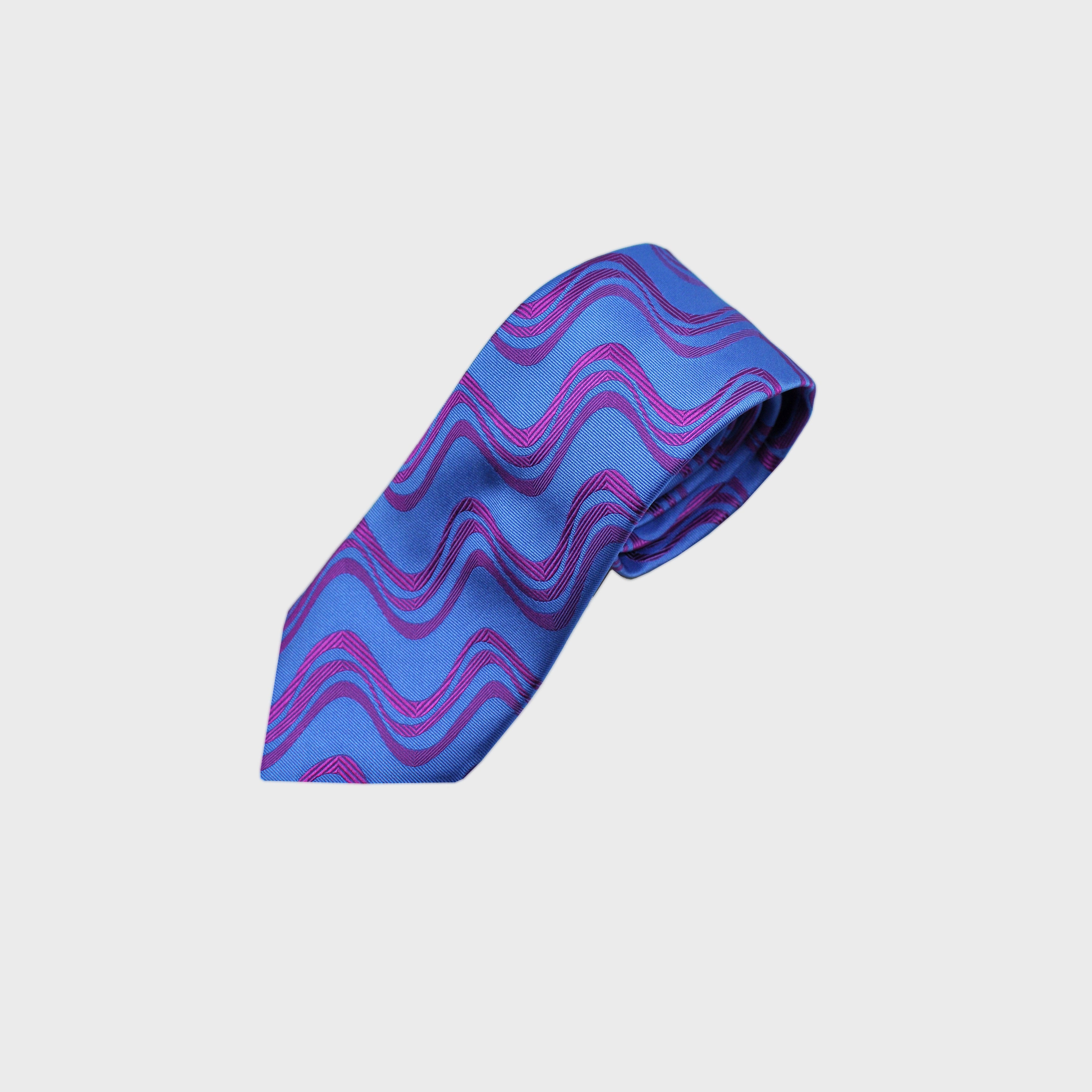 Wave Silk Tie in Blue & Purple