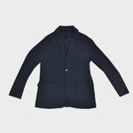 Light Cotton Ruffled Blazer in Navy