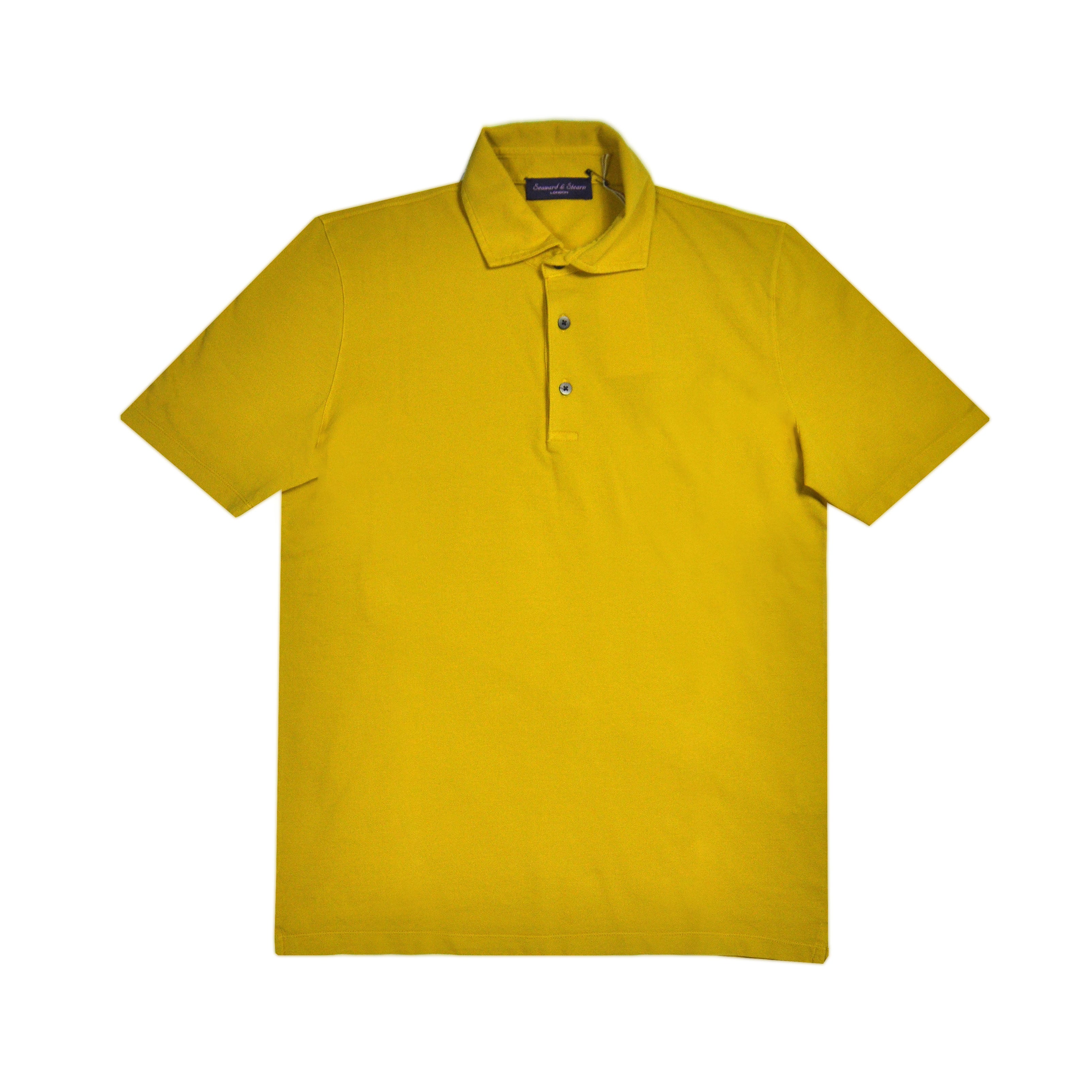 Fine Pique Cotton Polo Shirt in Sunset Yellow