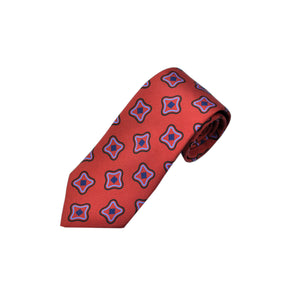 Medallions 'Dusty Silk' Print Tie in Red & Blue