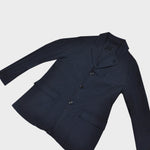 Light Cotton Ruffled Blazer in Navy