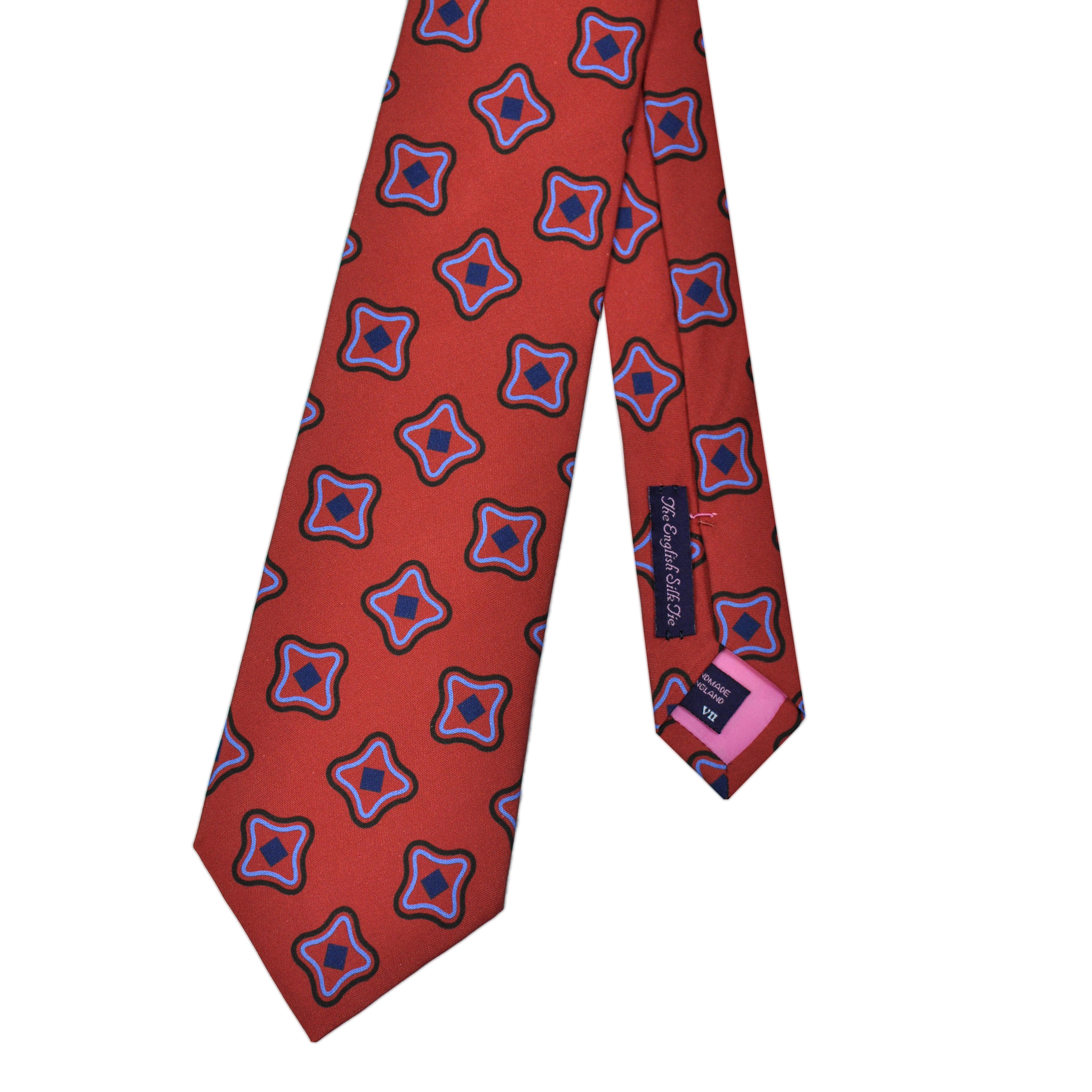 Medallions 'Dusty Silk' Print Tie in Red & Blue