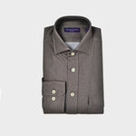 Thick Cotton Spread Collar Over-Shirt with Single Breast Pocket in Walnut Brown