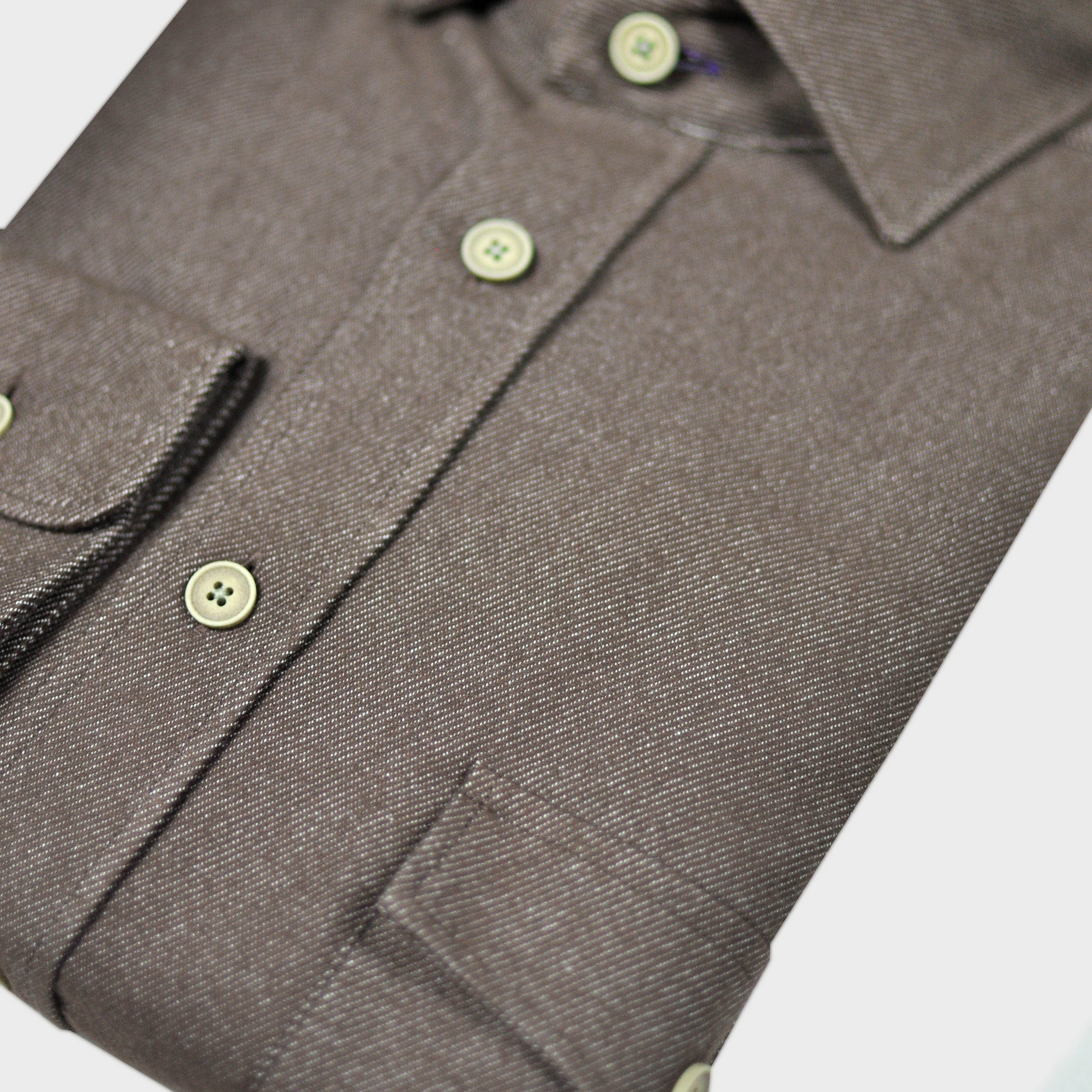 Thick Cotton Spread Collar Over-Shirt with Single Breast Pocket in Walnut Brown