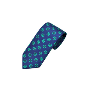 Medallion Repeat 'Dusty Silk' Print Tie in Blue & Teal