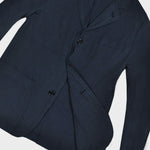 Light Cotton Ruffled Blazer in Navy