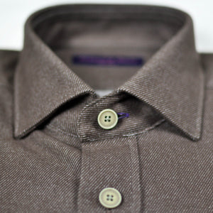 Thick Cotton Spread Collar Over-Shirt with Single Breast Pocket in Walnut Brown