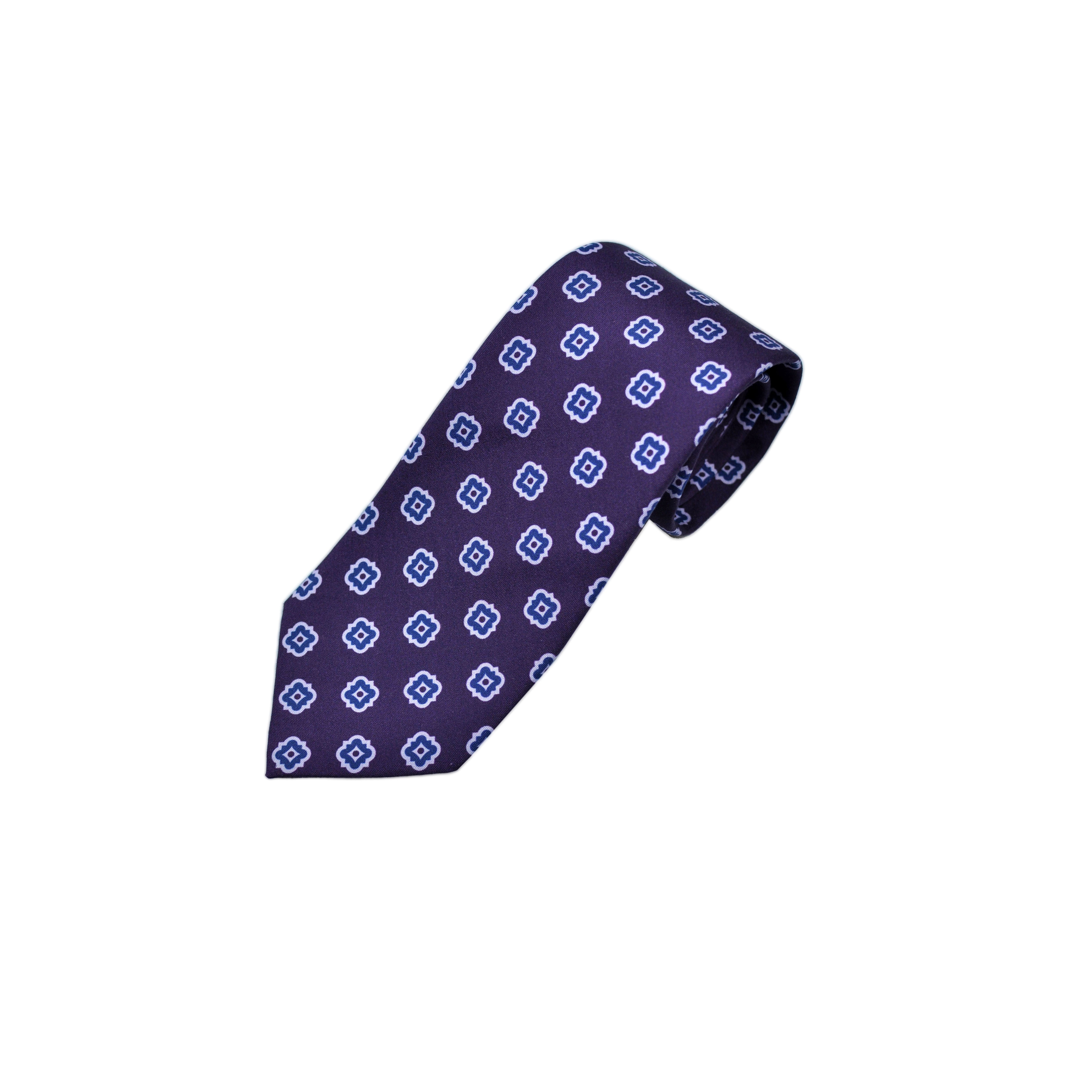 Medallion Repeat 'Dusty Silk' Print Tie in Purple & Blue