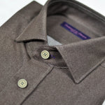 Thick Cotton Spread Collar Over-Shirt with Single Breast Pocket in Walnut Brown