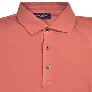 Fine Pique Cotton Polo Shirt in Dark Peach