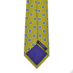 Medallion Repeat 'Dusty Silk' Print Tie in Lemon & Blue