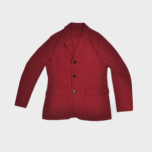 Light Cotton Ruffled Blazer in Red