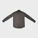 Thick Cotton Spread Collar Over-Shirt with Single Breast Pocket in Walnut Brown