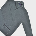 Merino Zip Cardigan in Grey with Light Grey Trim