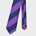 Navy Natte Stripes & Purple Reppe Stripes Silk Tie