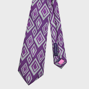 Diamond Geometric Reppes Silk Tie in Purple