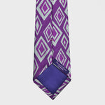 Diamond Geometric Reppes Silk Tie in Purple