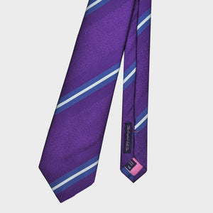 Purple Tussah with Purple, Blue & White Reppe Stripes Silk Tie