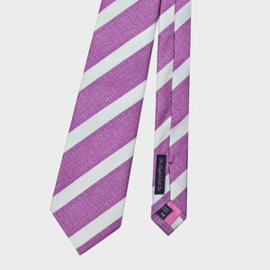 Pink Tussah with White Reppe Stripes Silk Tie