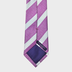 Pink Tussah with White Reppe Stripes Silk Tie