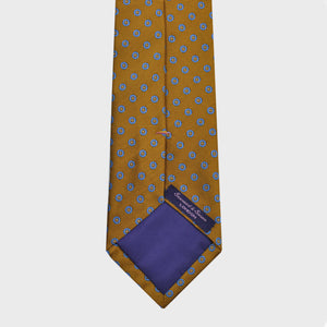 Little Blue Woven Hoops on Gold Silk Reppe Tie