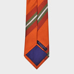 Orange Tussah with Orange, Red, Green & White Reppe Stripes Silk Tie