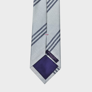 White & Grey Stripes Tussah Silk Tie