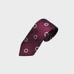 Woven Hoops on Tussah Silk Tie in Claret