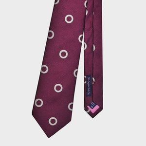 Woven Hoops on Tussah Silk Tie in Claret