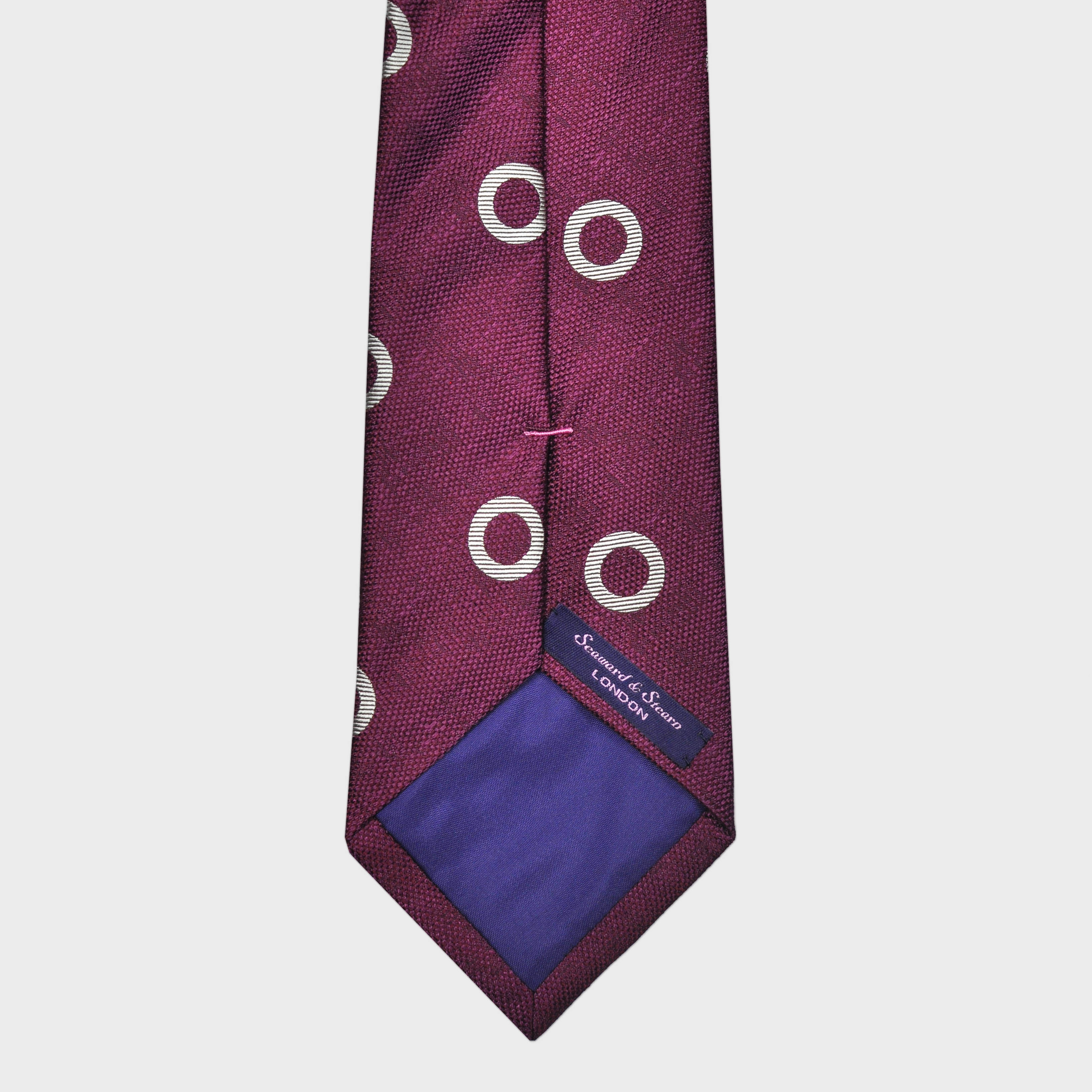 Woven Hoops on Tussah Silk Tie in Claret