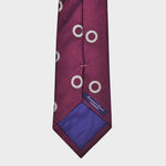 Woven Hoops on Tussah Silk Tie in Claret