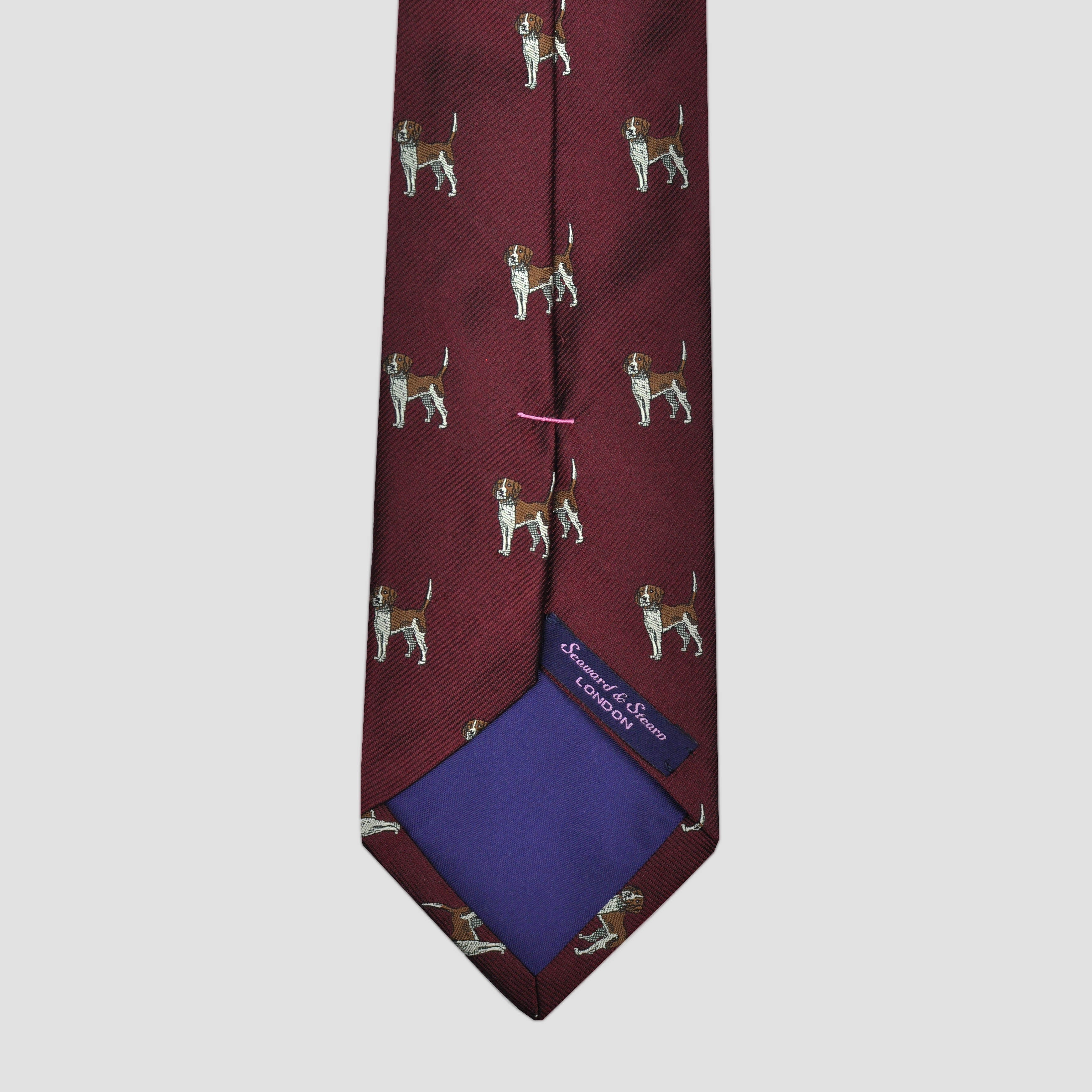 English Woven Silk Dog Repeat Tie in Claret