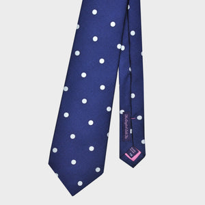 Woven Dots on Tussah Silk Tie in Navy Blue