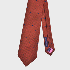 Natte with Polka Dots Woven Silk Tie in Rusty Brown with Blue