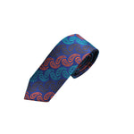 Teardrop Reppe Silk Tie in Blue, Teal, Ochre & Brown