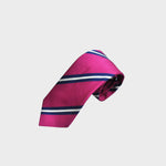 Classic Reppe Stripes Silk Tie in Pink, Blue & White