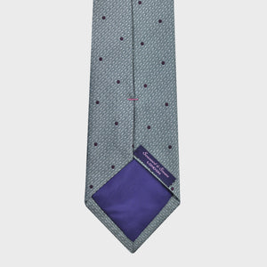 Natte with Polka Dots Woven Silk Tie in Silver & Claret