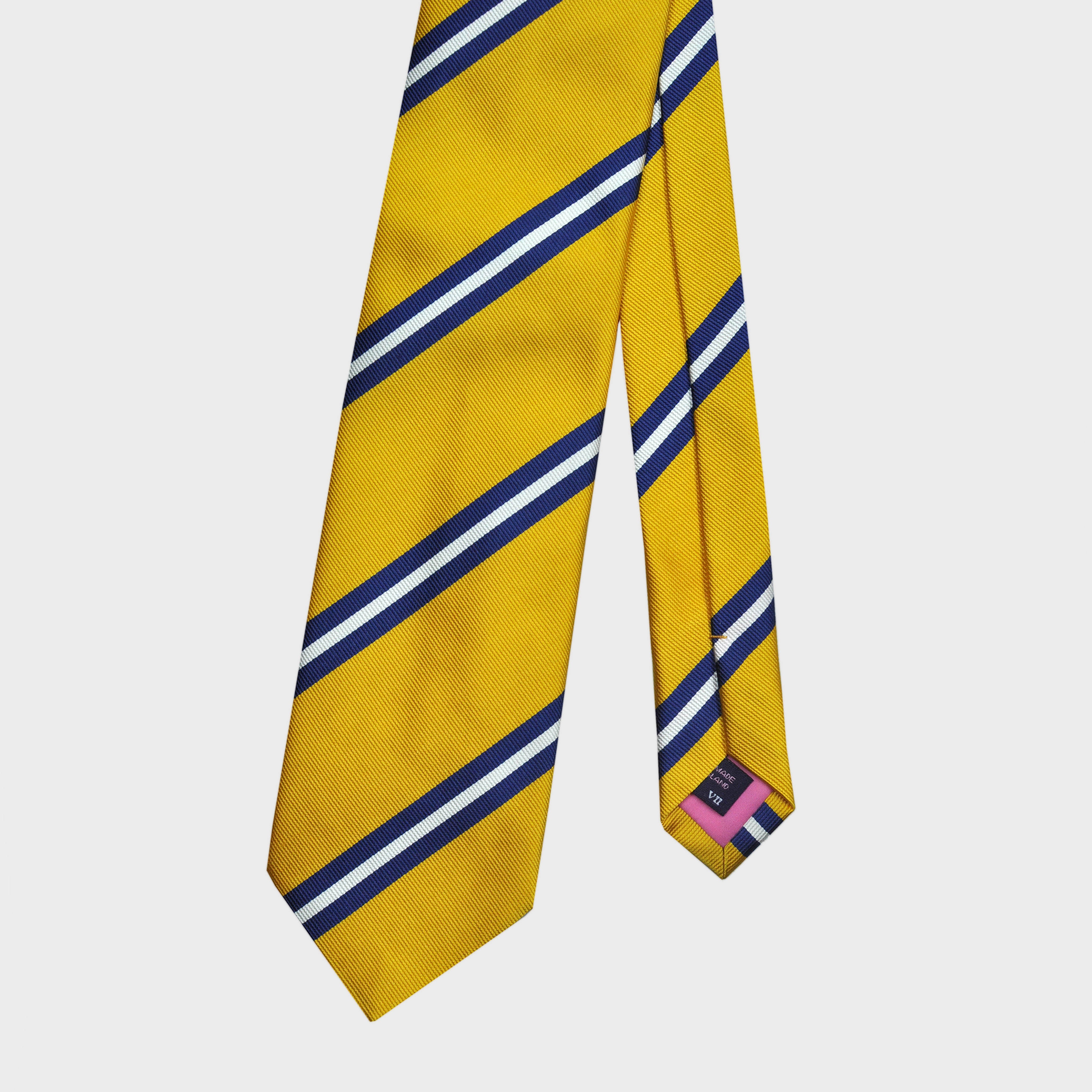 Classic Reppe Stripes Silk Tie in Yellow, Blue & White