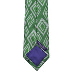 Diamond Geometric Reppes Silk Tie in Green & Silver