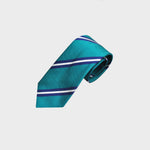 Classic Reppe Stripes Silk Tie in Teal, Blue & White