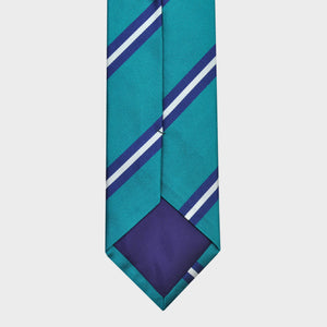 Classic Reppe Stripes Silk Tie in Teal, Blue & White