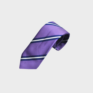 Classic Reppe Stripes Silk Tie in Violet, Blue & White