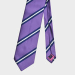 Classic Reppe Stripes Silk Tie in Violet, Blue & White