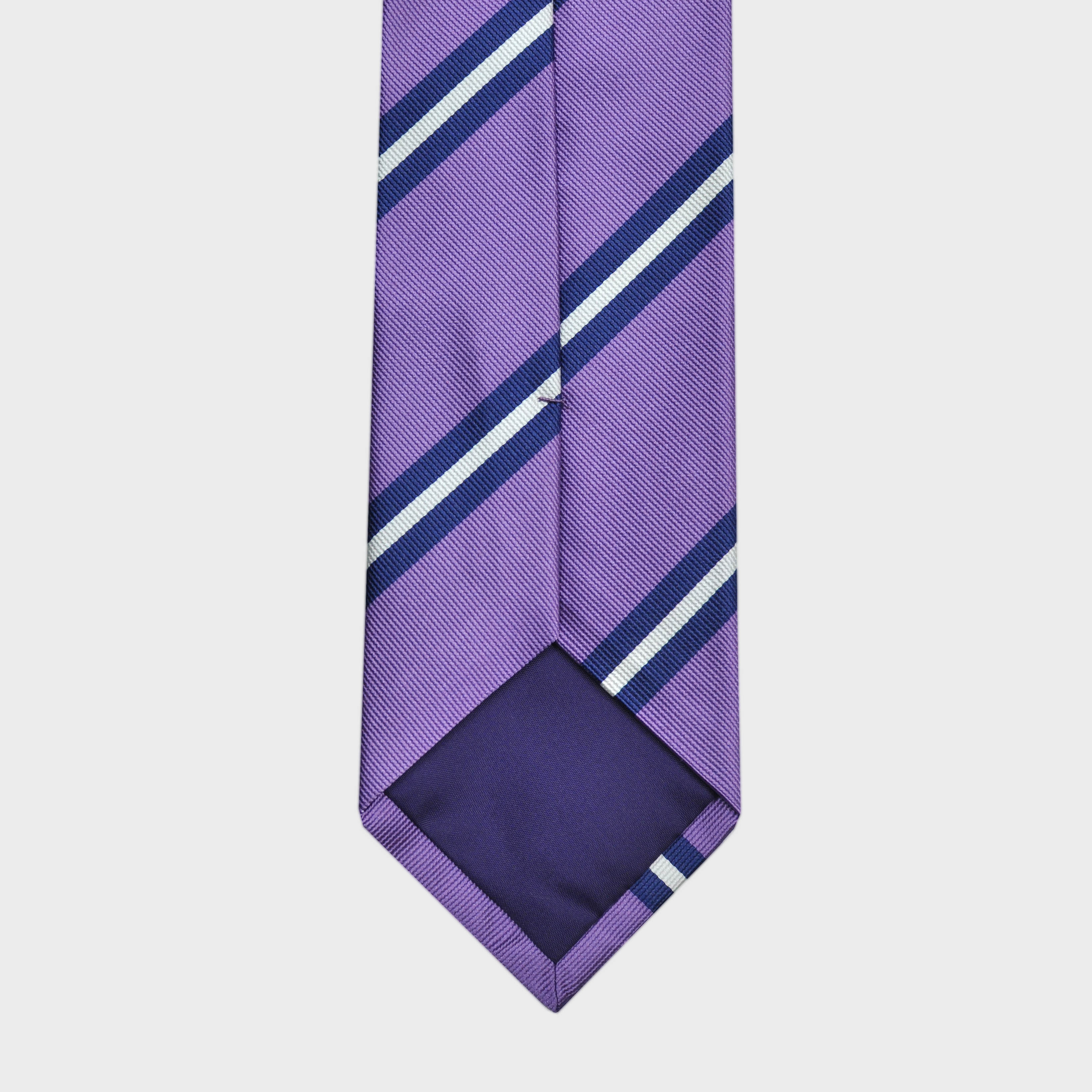 Classic Reppe Stripes Silk Tie in Violet, Blue & White